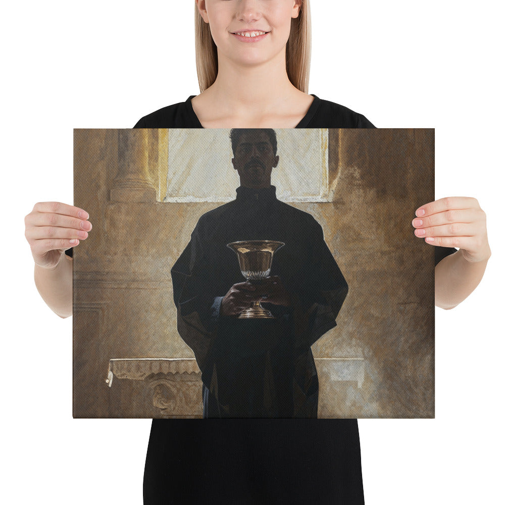 "Bishop Holding Chalice" Christian Canvas Print (Style 1)