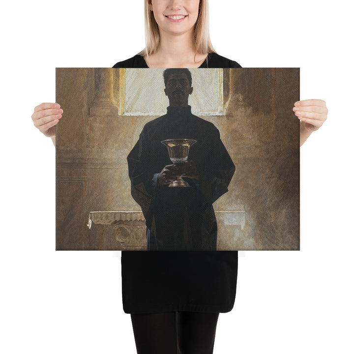 "Bishop Holding Chalice" Christian Canvas Print (Style 1)