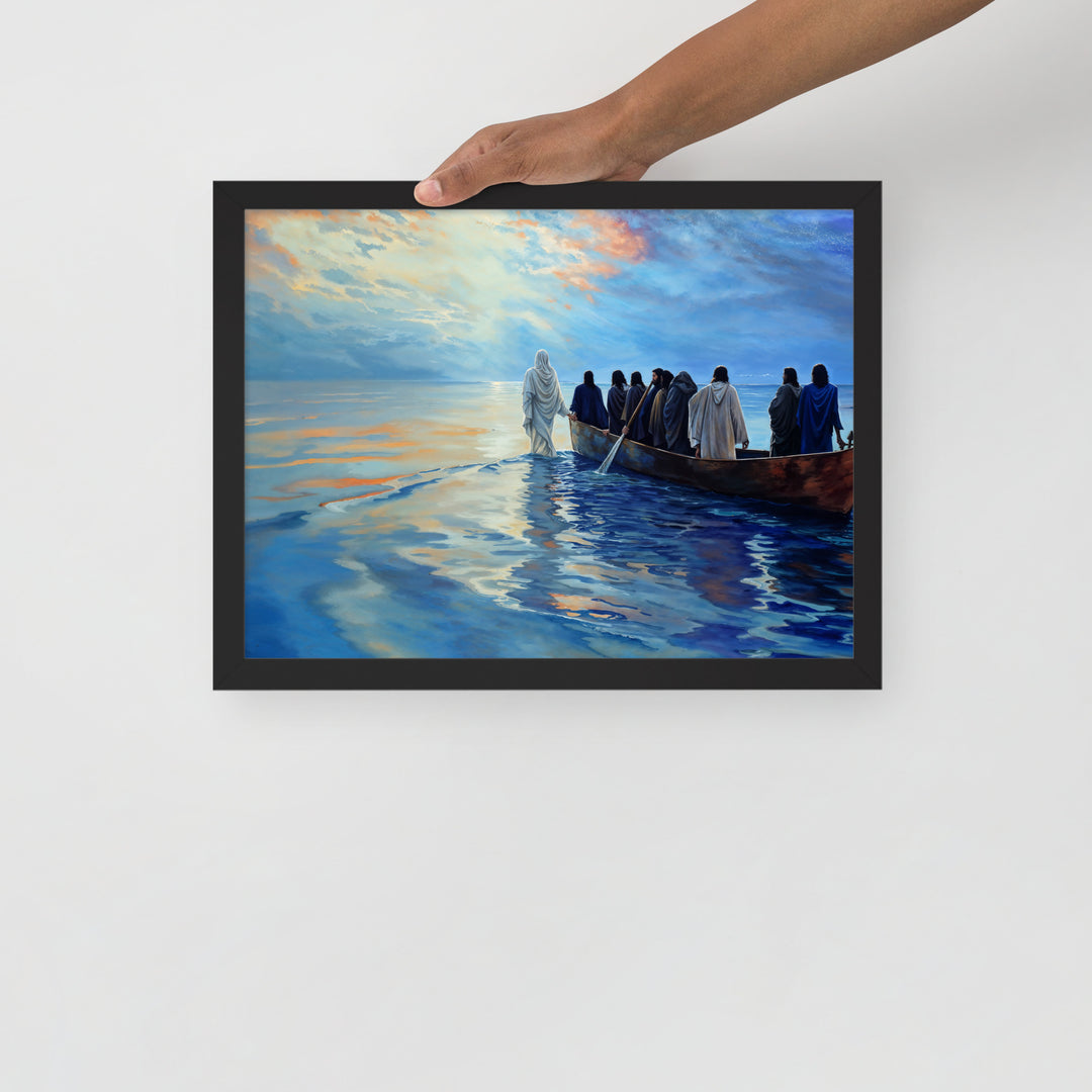 "Jesus Walks On Water" Christian Framed Poster (Style 02)