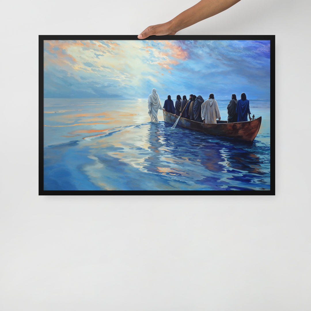 "Jesus Walks On Water" Christian Framed Poster (Style 02)