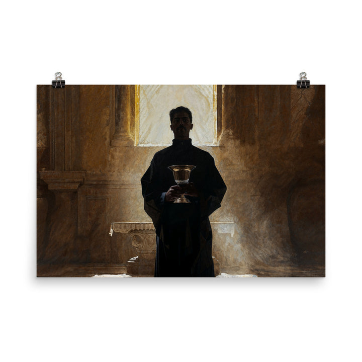 "Bishop Holding Chalice" Christian Poster (Style 01)